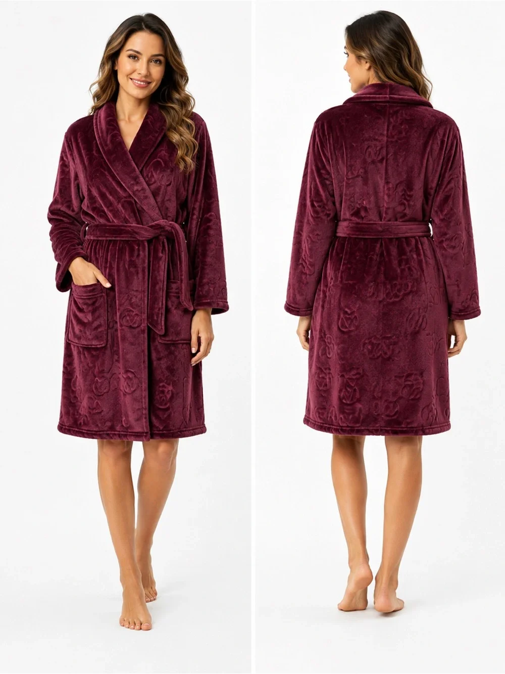 Victoria's Secret monogram Plush Robe Deep‎ Purple XS/S